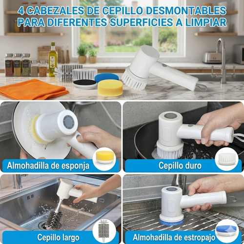HidroSpin Pro: Cepillo Eléctrico de Limpieza 5 en 1 Multiusos
